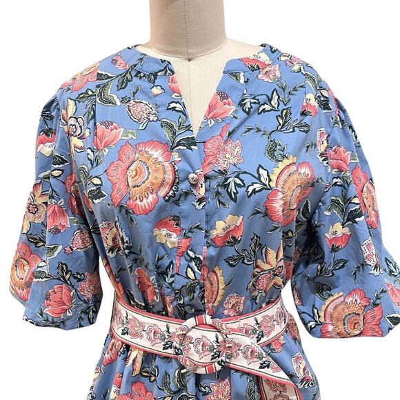 NWOT Joie Women’s Blue Floral Dress Belted Size 10 - Picture 4 of 8